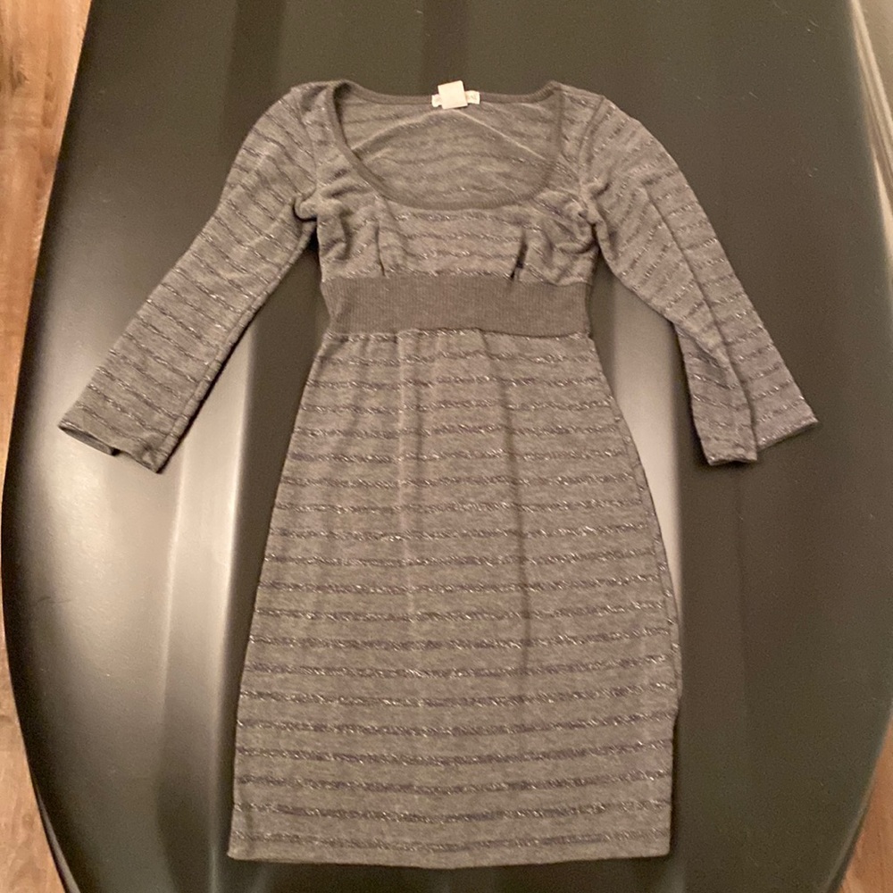 Vintage 90s Body Central grey dress with charcoal sparkling stripes